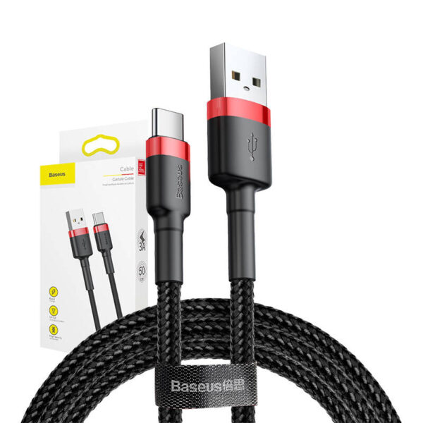 Kábel Baseus Cafule USB-C 3A 0,5 m (červený+čierny) - Image 7