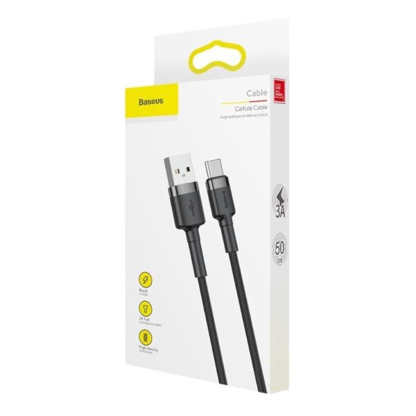 Kábel Baseus Cafule USB-C 3A 0,5 m (sivý+čierny) - Image 6