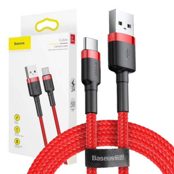 Kábel Baseus Cafule USB-C 3A 1 m (červený) - Image 7