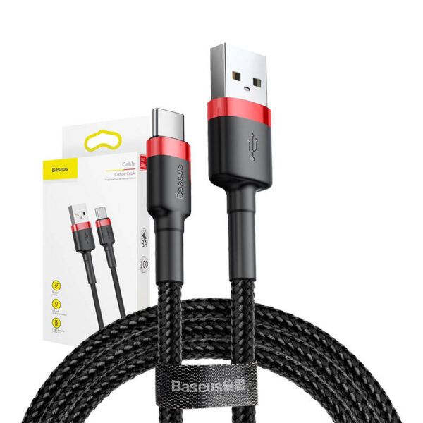 Kábel Baseus Cafule USB-C 3A 1 m (červený+čierny) - Image 7