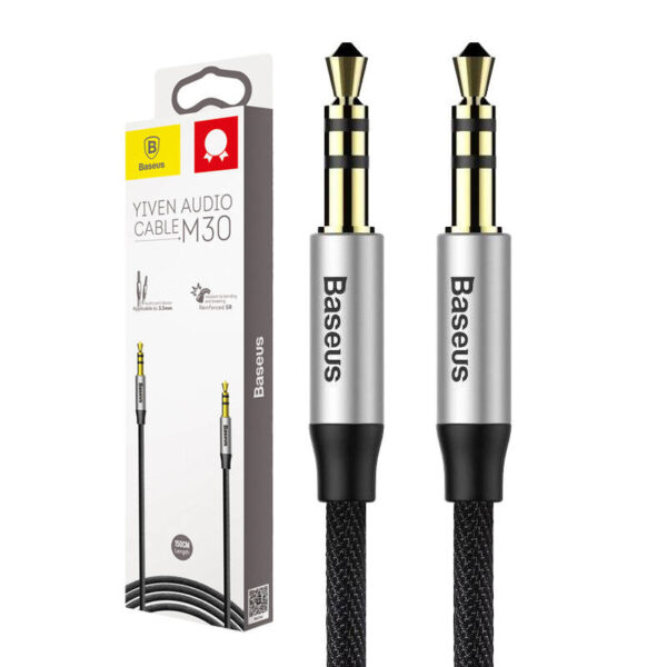 Baseus Yiven Audio kábel mini jack 3,5 mm AUX, 1 m (čierny + strieborný) - Image 8