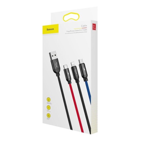 Kábel Baseus 3v1 USB-C / Lightning / Micro 3,5A 0,3 m (čierny) - Image 11