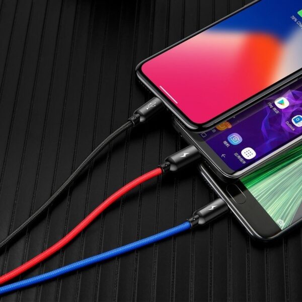 Kábel Baseus 3v1 USB-C / Lightning / Micro 3,5A 0,3 m (čierny) - Image 12