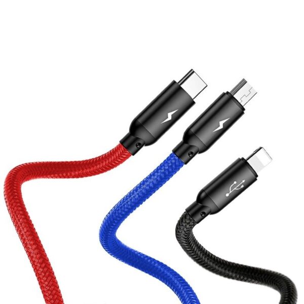 Kábel Baseus 3v1 USB-C / Lightning / Micro 3,5A 0,3 m (čierny) - Image 4