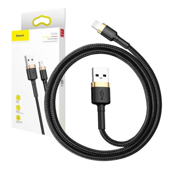 Kábel Baseus Cafule USB Lightning 1,5 A 2 m (zlatý+čierny) - Image 11
