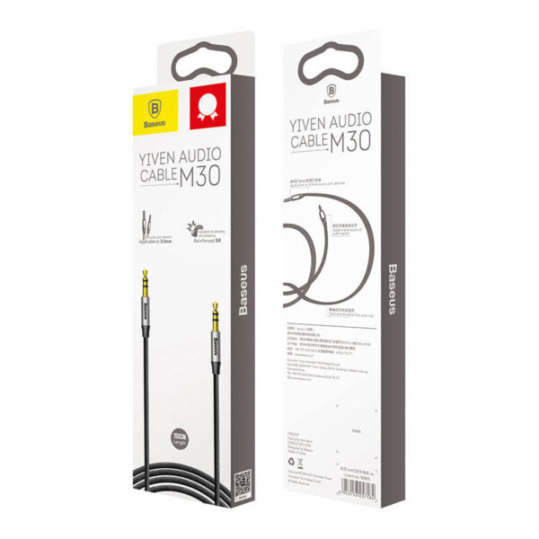 Baseus Yiven Audio kábel 3,5 samec Audio M30 1,5 m strieborný + čierny - Image 10