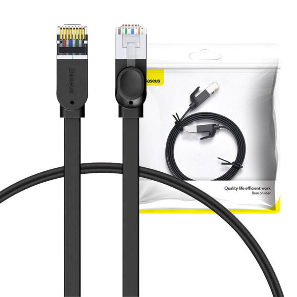 Vysokorýchlostný plochý sieťový kábel Baseus, Ethernet RJ45, Gigabit, Cat.6, 1 m (čierny) - Image 9