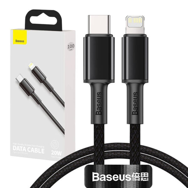 Kábel Baseus s vysokou hustotou opletenia Type-C na Lightning, PD, 20 W, 1 m (čierny) - Image 9