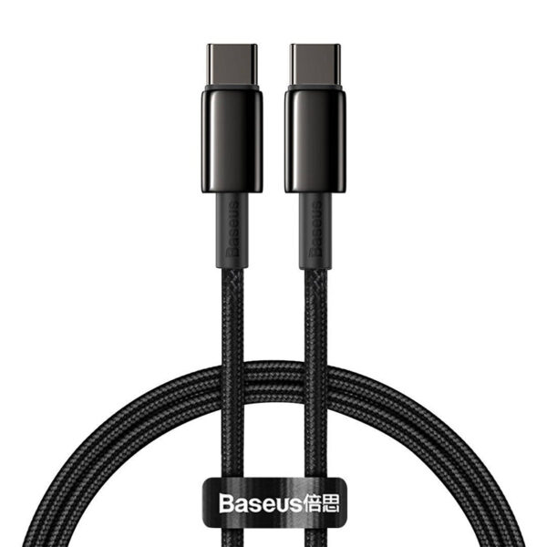 Zlatý kábel Baseus Tungsten Type-C na Type-C 100W 2 m (čierny)