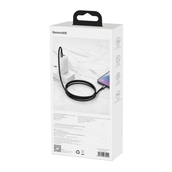 Zlatý kábel Baseus Tungsten Type-C na Type-C 100W 2 m (čierny) - Image 8