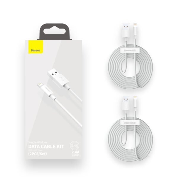 Baseus Simple Wisdom Súprava dátového kábla USB na Lightning 2,4A (2 ks/sada）1,5 m biela - Image 10
