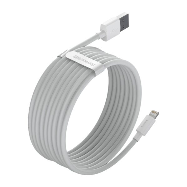 Baseus Simple Wisdom Súprava dátového kábla USB na Lightning 2,4A (2 ks/sada）1,5 m biela - Image 4