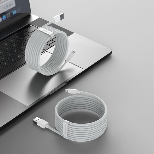 Baseus Simple Wisdom Súprava dátového kábla USB na Lightning 2,4A (2 ks/sada）1,5 m biela - Image 5