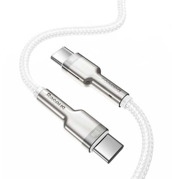 Kábel USB-C na USB-C Baseus Cafule, 100 W, 1 m (biely) - Image 4