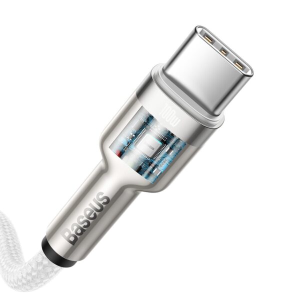 Kábel USB-C na USB-C Baseus Cafule, 100 W, 1 m (biely) - Image 5