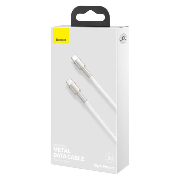Kábel USB-C na USB-C Baseus Cafule, 100 W, 1 m (biely) - Image 8