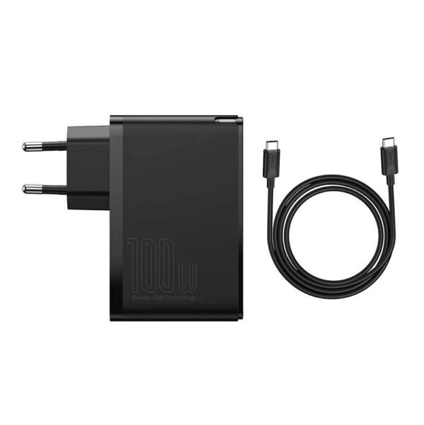 Cestovná nabíjačka Baseus GaN2 Pro Quick 2x USB + 2x USB-C, 100 W, EÚ (čierna) - Image 12