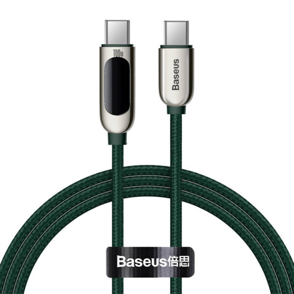 Kábel Baseus Display Cable USB-C na USB-C 100W 1m (zelený) - Image 2