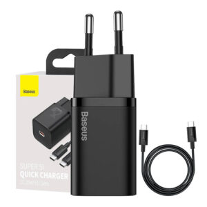 Rýchlonabíjačka Baseus Super Si 1C 25W s káblom USB-C pre USB-C 1 m (čierna)