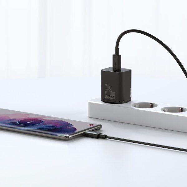 Rýchlonabíjačka Baseus Super Si 1C 25W s káblom USB-C pre USB-C 1 m (čierna) - Image 11