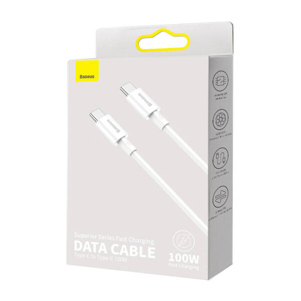 Kábel Baseus Superior Series USB-C na USB-C, 100 W, 2 m (biely) - Image 8