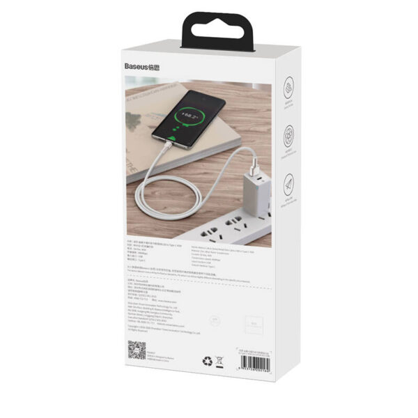 Kábel USB pre USB-C Baseus Cafule, 66 W, 1 m (biely) - Image 7