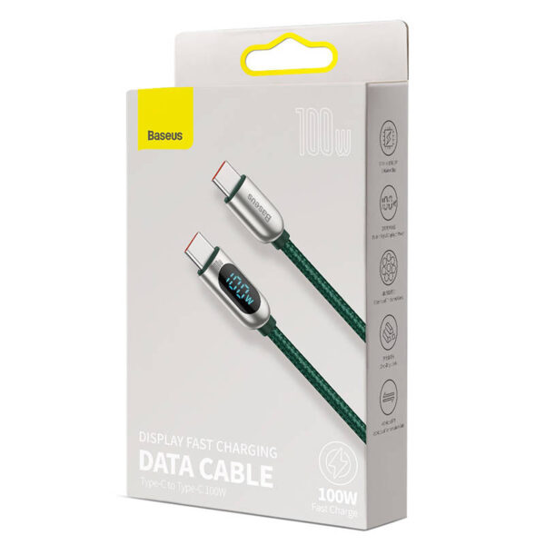Kábel USB-C k USB-C Baseus Display, 100 W, 2 m (zelený) - Image 5