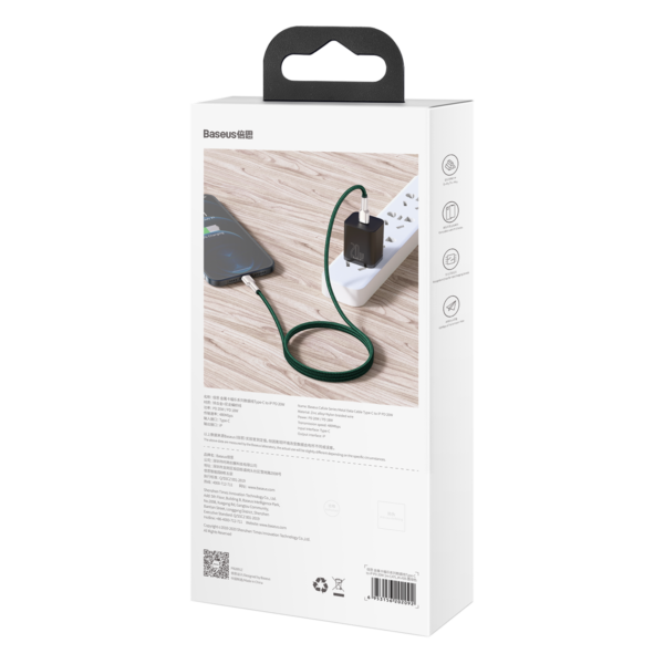 Kábel USB-C pre Lightning Baseus Cafule, PD, 20 W, 1 m (zelený) - Image 7