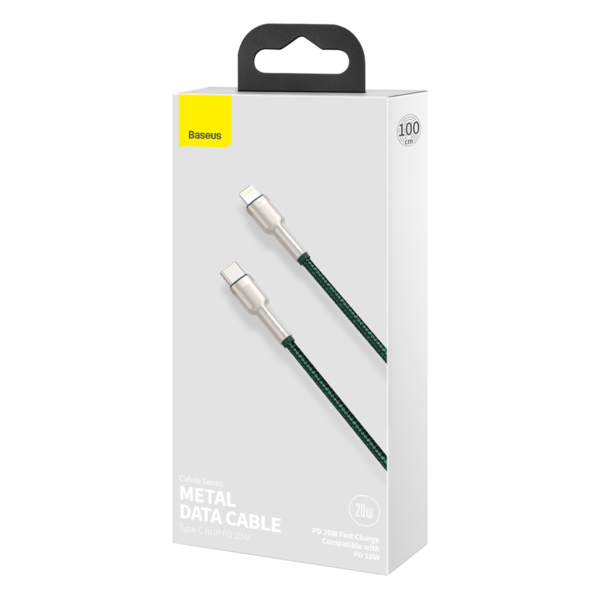 Kábel USB-C pre Lightning Baseus Cafule, PD, 20 W, 1 m (zelený) - Image 6