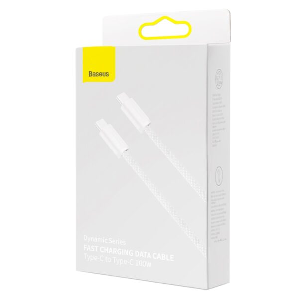 Kábel USB-C na USB-C Baseus, 100 W, 1 m (biely) - Image 9