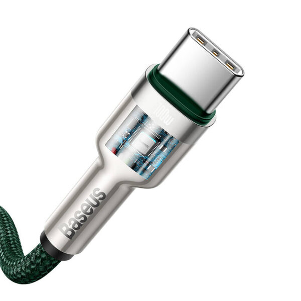 Kábel USB-C na USB-C Baseus Cafule, 100 W, 2 m (zelený) - Image 4