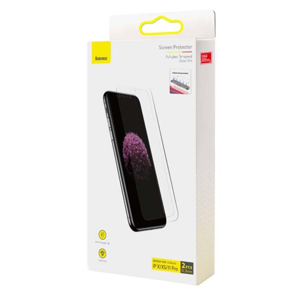 Baseus 0,3 mm celosklenená fólia z tvrdeného skla (balenie 2 ks) pre iPhone X/XS/11 Pro 5,8 palca - Image 6