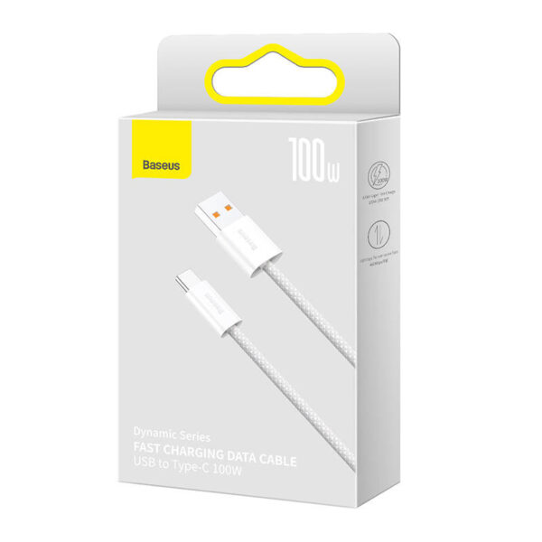 Kábel USB na USB-C Baseus Dynamic Series, 100 W, 2 m (biely) - Image 5