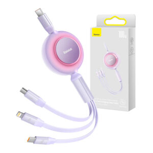Kábel USB-C 3 v 1 Baseus Bright Mirror 4 pre micro USB / USB-C / Lightning 100 W / 3