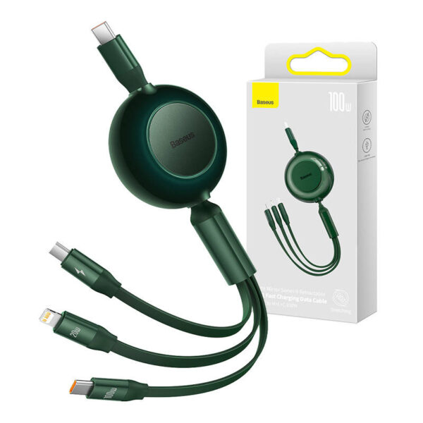 Kábel USB-C 3 v 1 Baseus Bright Mirror 4 pre micro USB / USB-C / Lightning 100 W / 3