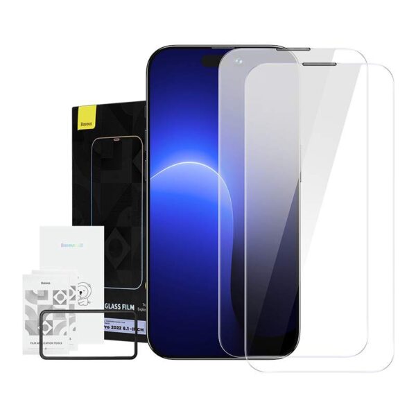 Baseus Crystal Tvrdené sklo odolné voči prachu 0,3 mm pre iPhone 14 Pro (2 ks) - Image 9