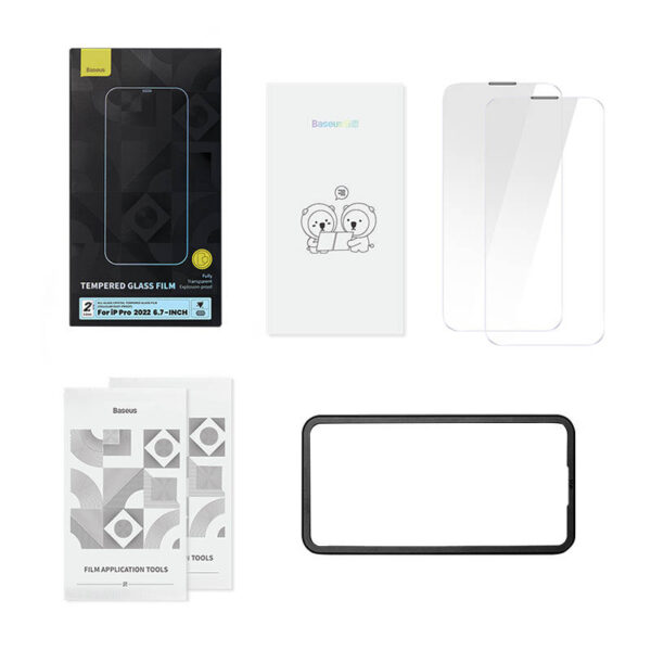 Baseus Crystal Tvrdené sklo odolné voči prachu 0,3 mm pre iPhone 14 Pro Max (2 ks) - Image 6