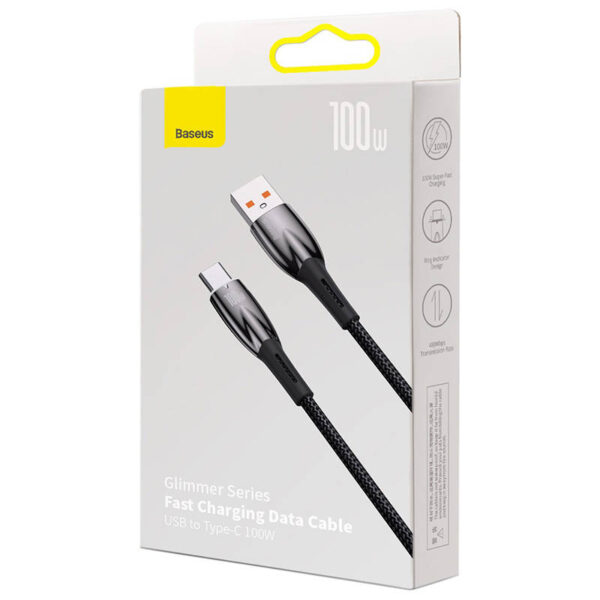 Kábel USB pre sériu Baseus Glimmer USB-C, 100 W, 1 m (čierny) - Image 5