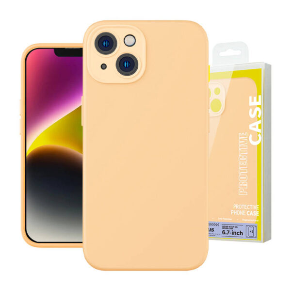 Puzdro Baseus Liquid Silica Gel pre iPhone 14 Plus (žlté)+ tvrdené sklo + čistiaca súprava