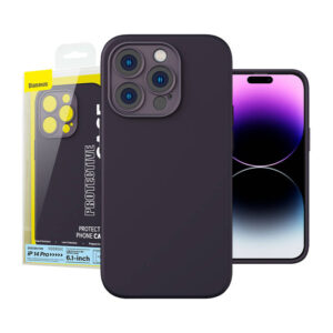 Puzdro Baseus Liquid Silica Gel pre iPhone 14 Pro (tmavo-fialové)+ tvrdené sklo + čistiaca súprava