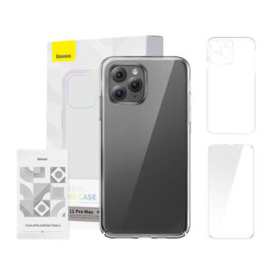 Puzdro Baseus Crystal Series pre iPhone 11 pro max (číre) + tvrdené sklo + čistiaca súprava