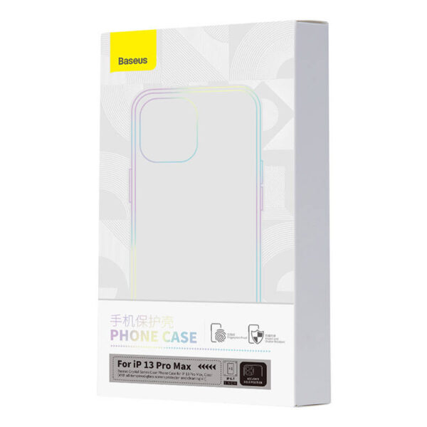 Puzdro na telefón Baseus Crystal Clear pre 13 Pro Max (priehľadné) + ochranný kryt displeja z tvrdeného skla + čistiaca súprava - Image 8