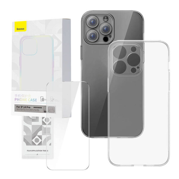 Priehľadný obal a sada tvrdeného skla Baseus Corning pre iPhone 14 Pro