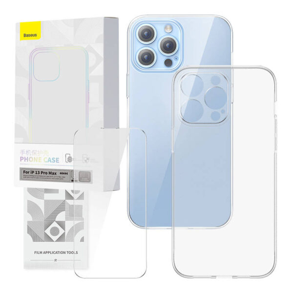 Priehľadný obal a sada tvrdeného skla Baseus Corning pre iPhone 13 Pro Max