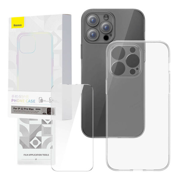 Priehľadný obal a sada tvrdeného skla Baseus Corning pre iPhone 12 Pro Max
