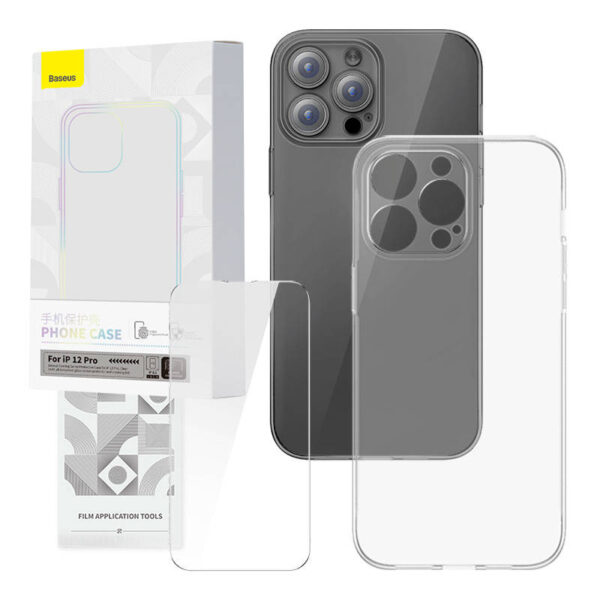 Priehľadný obal a sada tvrdeného skla Baseus Corning pre iPhone 12 Pro