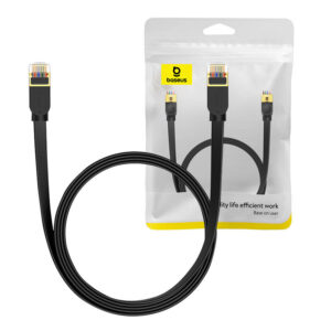 Baseus Cat 7 UTP Ethernetový kábel RJ45 plochý 2 m čierny