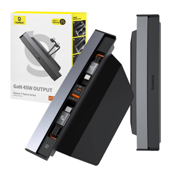 Rozbočovač Baseus T-Space s káblami USB-C na USB-C pre vozidlá Tesla (čierny) - Image 9