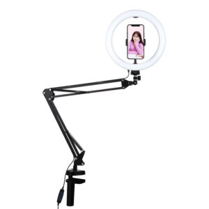 Stolný ramenný stojan Puluz s 26cm LED Vlogging Ring PKT3090B