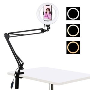 Stolný ramenný stojan Puluz s 20cm LED Vlogging Ring PKT3089B